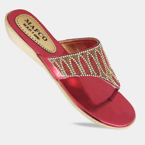 Handcrafted Flat Sandals with Traditional Beaded & Golden Zari Work De